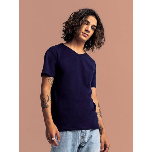 Fruit Of The Loom Granatowa koszulka męska Iconic V-Neck Slike