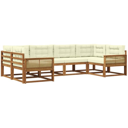 vidaXL Zunanja garnitura za sedenje z blazino 6 pcs Naravna in smetana, (5000282106) Cene