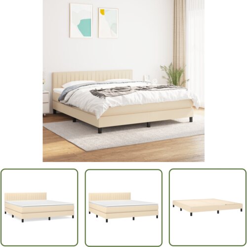 The Living Store Box spring postelja z vzmetnico krem 180x200 cm blago - Box Spring Postelja, (21737207) Cene