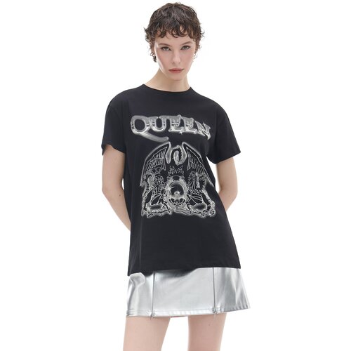 Cropp ženska majica kratkih rukava s printom - Crna  2398W-99X Cijene