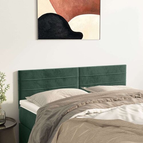  Posteljno vzglavje 2 kosa temno zeleno 72x5x78/88 cm žamet, (20933325) Cene