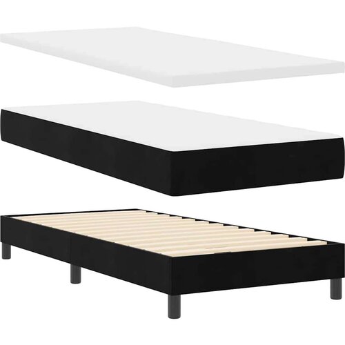 vidaXL Kutni krevet s madracem i LED-om Crni 90x190 cm Baršun Cene