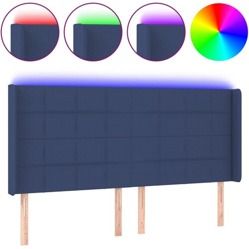 Maison Chic led posteljno vzglavje - vzglavna omarica - nočna omarica modro 203x16x118/128 cm blago, (21710507) Cene