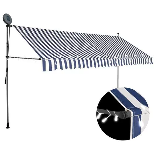  Ročno zložljiva tenda z LED lučmi 350 cm modra in bela