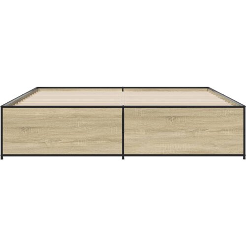  Okvir za krevet boja hrasta 200x200cm konstruirano drvo i metal Smeđa 200 x 200 cm Slike