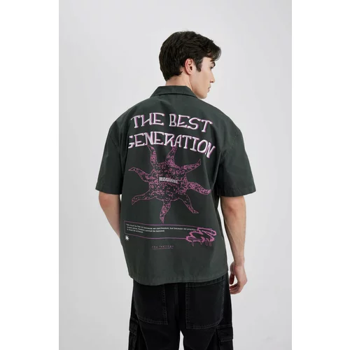 Defacto Relax Fit Apache Neck Cotton Printed Short Sleeve Shirt