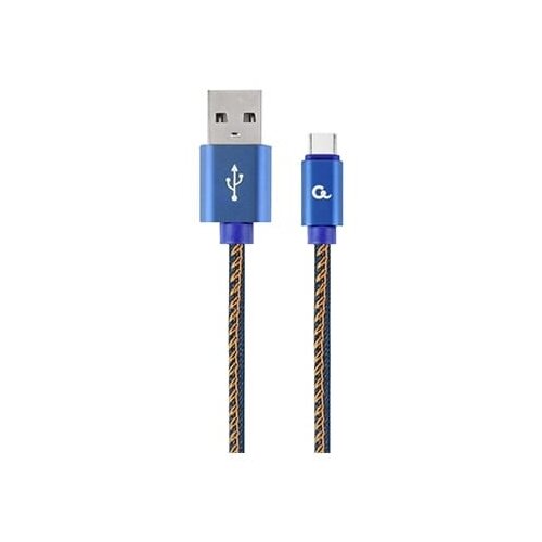 Gembird USB 2.0 kabl Premium jeans (denim) Type-C USB cable with metal connectors, 2m, blue, GEMBIRD CC-USB2J-AMCM-2M-BL Slike