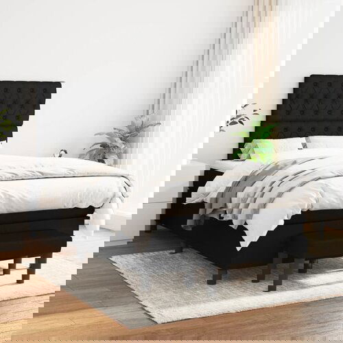 VidaXL Box spring postelja z vzmetnico črn 120x200 cm blago Slike