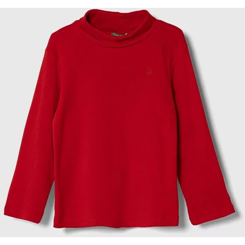 United Colors Of Benetton Otroška bombažna majica z dolgimi rokavi rdeča barva