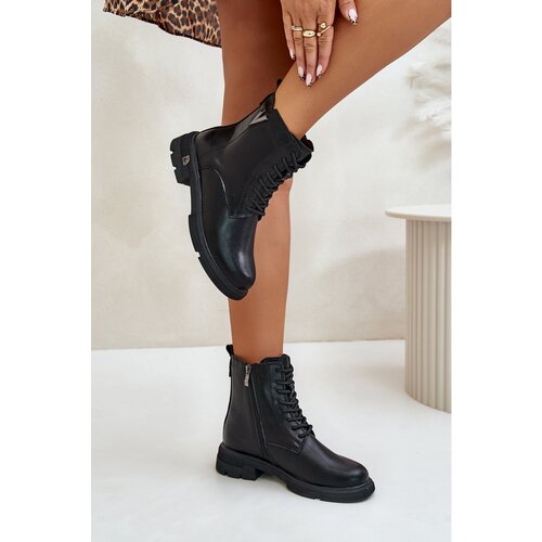 Kesi Insulated Women&amp;#039;s Ankle Boots made of Natural Leather Vinceza Black Slike