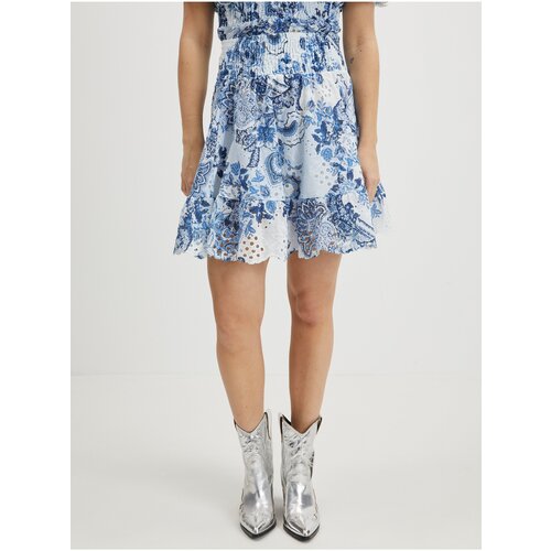 Guess White and blue ladies patterned skirt Peggy - Ladies Slike
