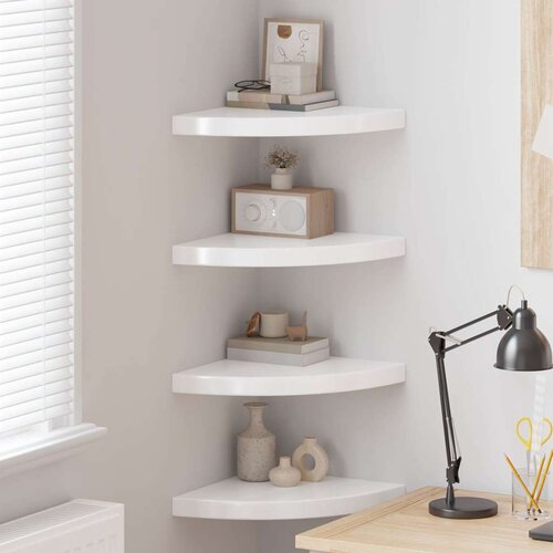  323909 Floating Corner Shelves 4 pcs High Gloss White 35x35x3,8 cm MDF Cijene