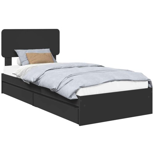  Krevet s od storage Crna 75 x 190 cm Konstruirano drvo Slike