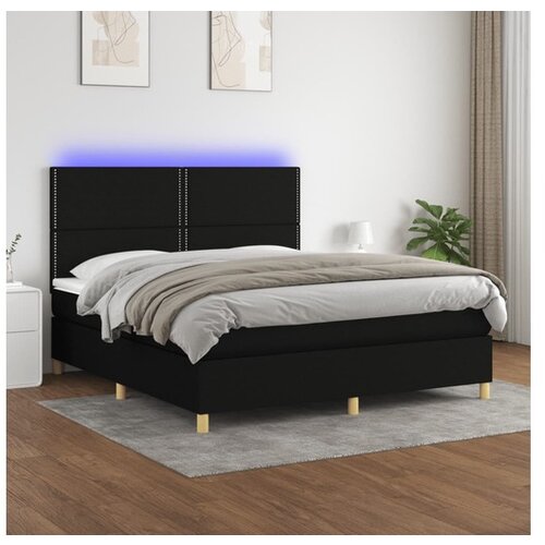 vidaXL Box spring postelja z vzmetnico LED črna 180x200 cm b Cene