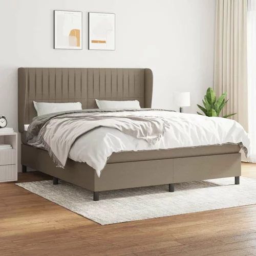  Box spring postelja z vzmetnico taupe 160x200 cm blago, (20897559)