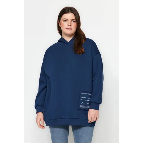 Trendyol Curve Indigo Thick Fleece Oversize Knitted Sweatshirt