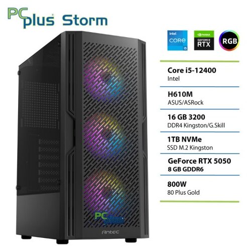 PCPLUS Storm Core i5 12400F 16GB 1TB SSD RTX 5050 8GB gaming namizni računalnik Cene