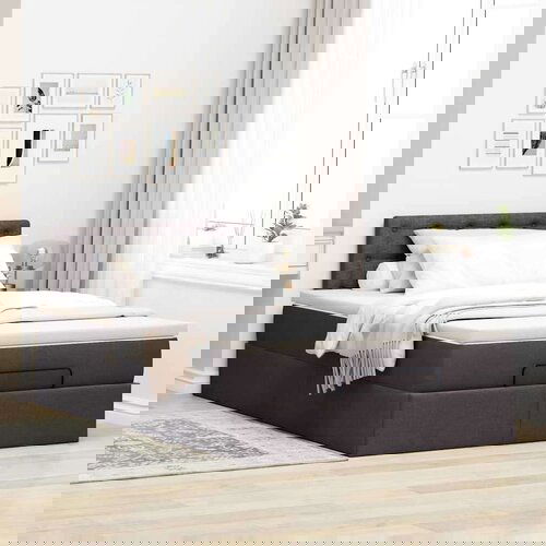 VidaXL Okvir za krevet s madraca tamnosmeđi 120x190 cm od tkanine Slike