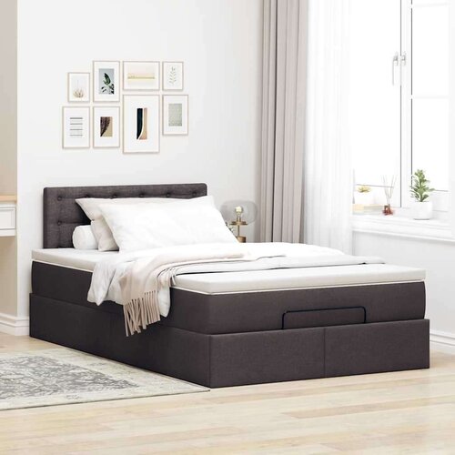 vidaXL Otomanski posteljni okvir z vzmetnico rjav 120x190 cm blago, (21609801) Cene