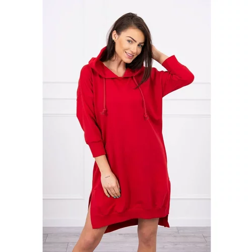 Kesi Dress with a hood and longer back red