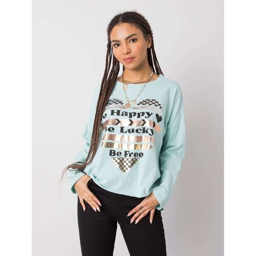 Fashion Hunters Mint cotton blouse with a print Slike