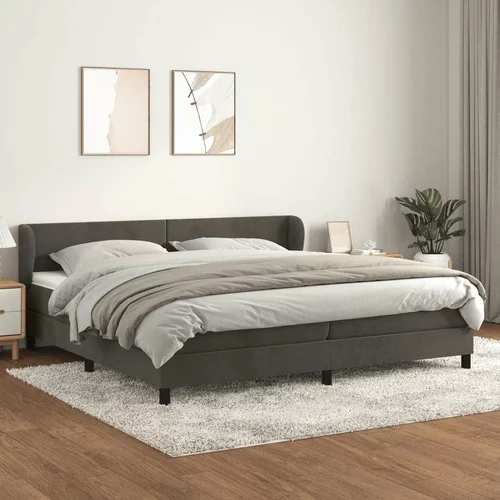  Box spring postelja z vzmetnico temno siva 200x200 cm žamet, (20790129)