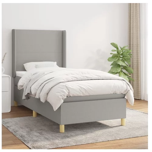  Box spring postelja z vzmetnico svetlo siva 80x200 cm blago