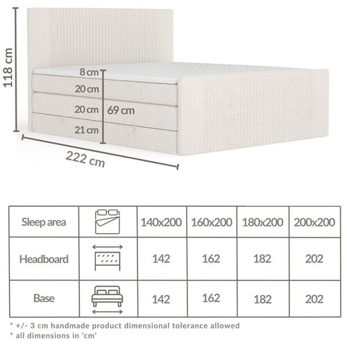 Maison de R&amp;ecirc;ve Bež boxspring krevet s prostorom za odlaganje 140x200 cm Bergamo &amp;ndash; Slike