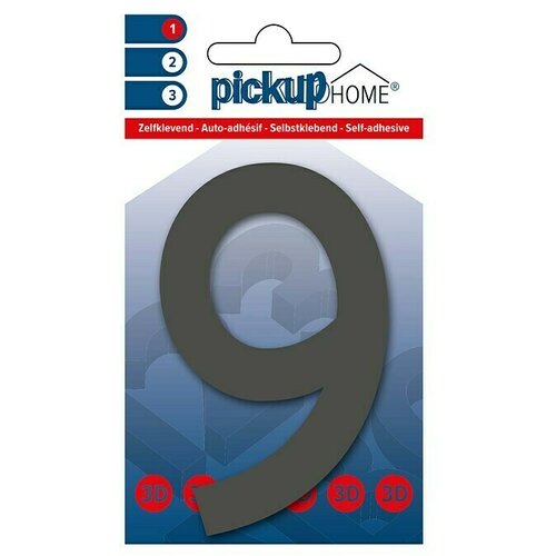 Rio 3D Home Kućni broj (Visina: 10 cm, Motiv: 9, Sive boje, Plastika, Samoljepljivo) Slike