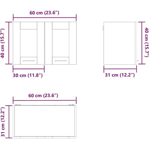 VidaXL viseći ormarić zidne riga 2 pcs sonoma hrast 60 x 31 x 40 cm Slike