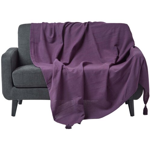 HOMESCAPES Bombažna odeja Rajput Ribbed Purple, 225x255 cm, (20749723) Cene