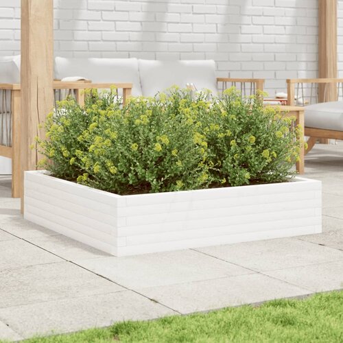  Vrtna sadilica bijela 100x100x23 cm od masivne borovine Slike