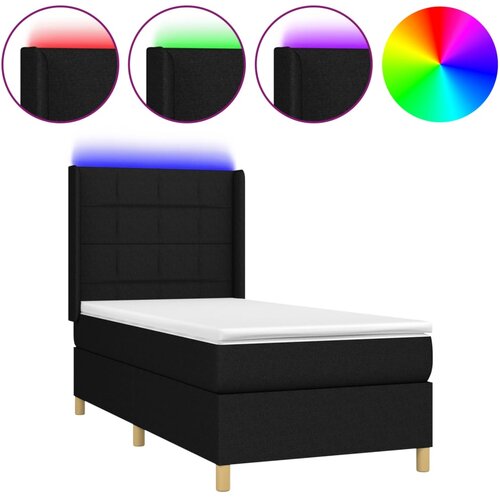 Maison Chic Box spring postelja - Vzmetna postelja z vzmetnico LED črna 100x200 cm blago SL15982, (21895839) Cene