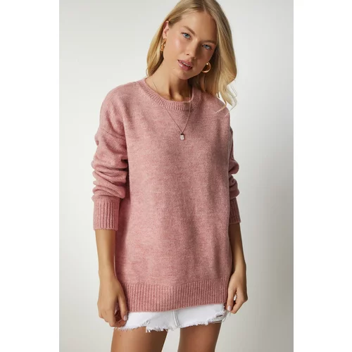 Happiness İstanbul Women's Medium Pink Oversized Knitwear Sweater