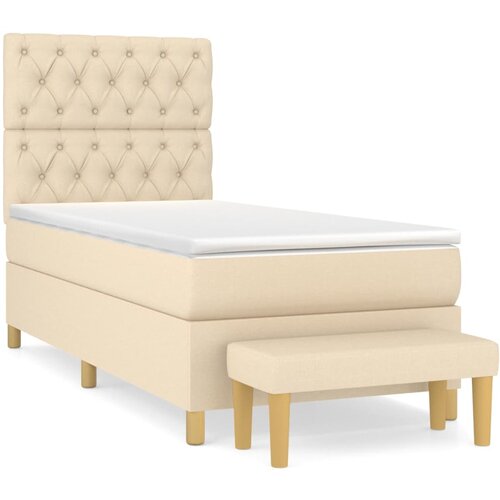 VidaXL Okvir kreveta s oprugama i madrac krem 80x200 cm od tkanine Slike