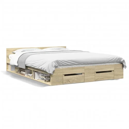  Okvir kreveta s ladicama boja hrasta sonome 150 x 200 cm drveni