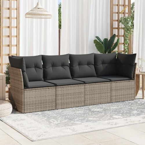 vidaXL 4-dijelni set vrtnih sofa od poliratana s jastucima sivi Cene