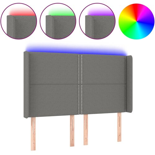 Maison Chic led posteljno vzglavje - vzglavna omarica - nočna omarica temno sivo 147x16x118/128 cm blago, (21711943) Slike