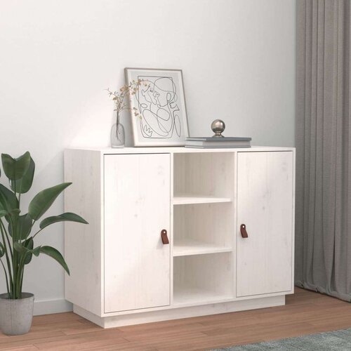  Komoda bijela 100 x 40 x 75 cm od masivne borovine Slike
