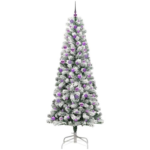 VidaXL Umjetno božićno drvce s nogom Zelena i bijela 240 cm PVC Slike