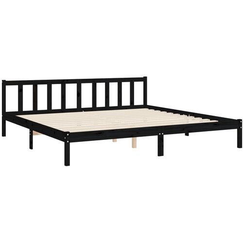  Okvir za krevet s uzglavljem crni 200 x 200 cm od masivnog drva Slike