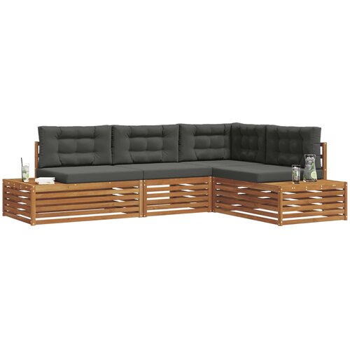  5 kom. Set vanjskih sofa Čvrsto drvo akacije i poliester Slike