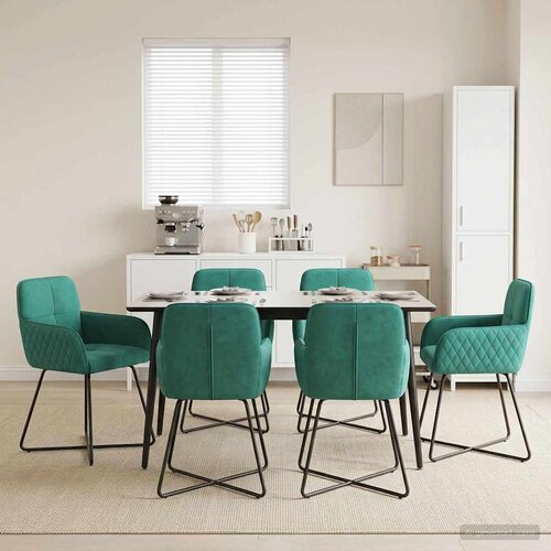 vidaXL Trpezarijske stolice 6 pcs Baršun Tirkizna 59 x 56,5 x 86 cm Cene