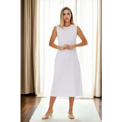 Dewberry E4385 Womens Long Dress-WHITE
