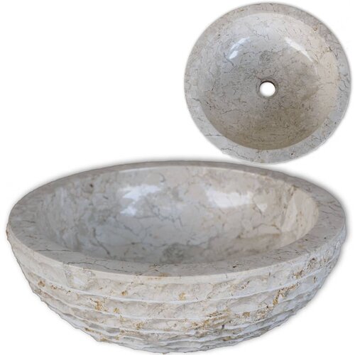 VidaXL Umivalnik marmor 40 cm krem Slike
