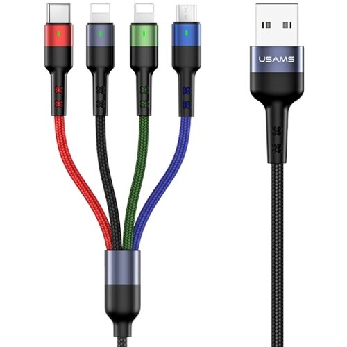 Usams KABEL PLECIONY U26 4W1 3M 2A FAST CHARGE (2XLIGHTNING/MICROUSB/USB-C) SJ413USB01 (US-SJ413), (21980467) Cene