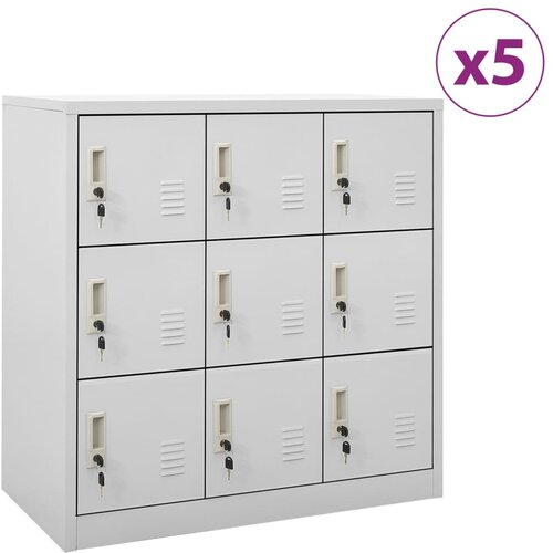  Ormarići s ključem 5 kom svjetlosivi 90 x 45 x 92,5 cm čelični Slike