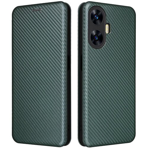 INORCO Za Realme C55 usnjeno stojalo, držalo za kartice, ovitek za telefon s teksturo ogljikovih vlaken, (22036198) Slike