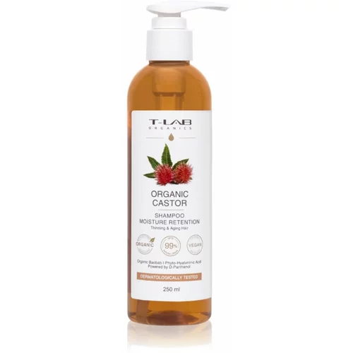 T-LAB Organics Organic Castor Moisture Retention Shampoo šampon za suhe in krhke lase ml
