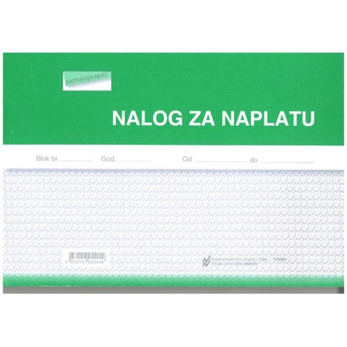 NARODNE NOVINE-UT NN-NCR NALOG ZA NAPLATU; Blok 3 x 50 listova, 21 x 14,8 cm Slike